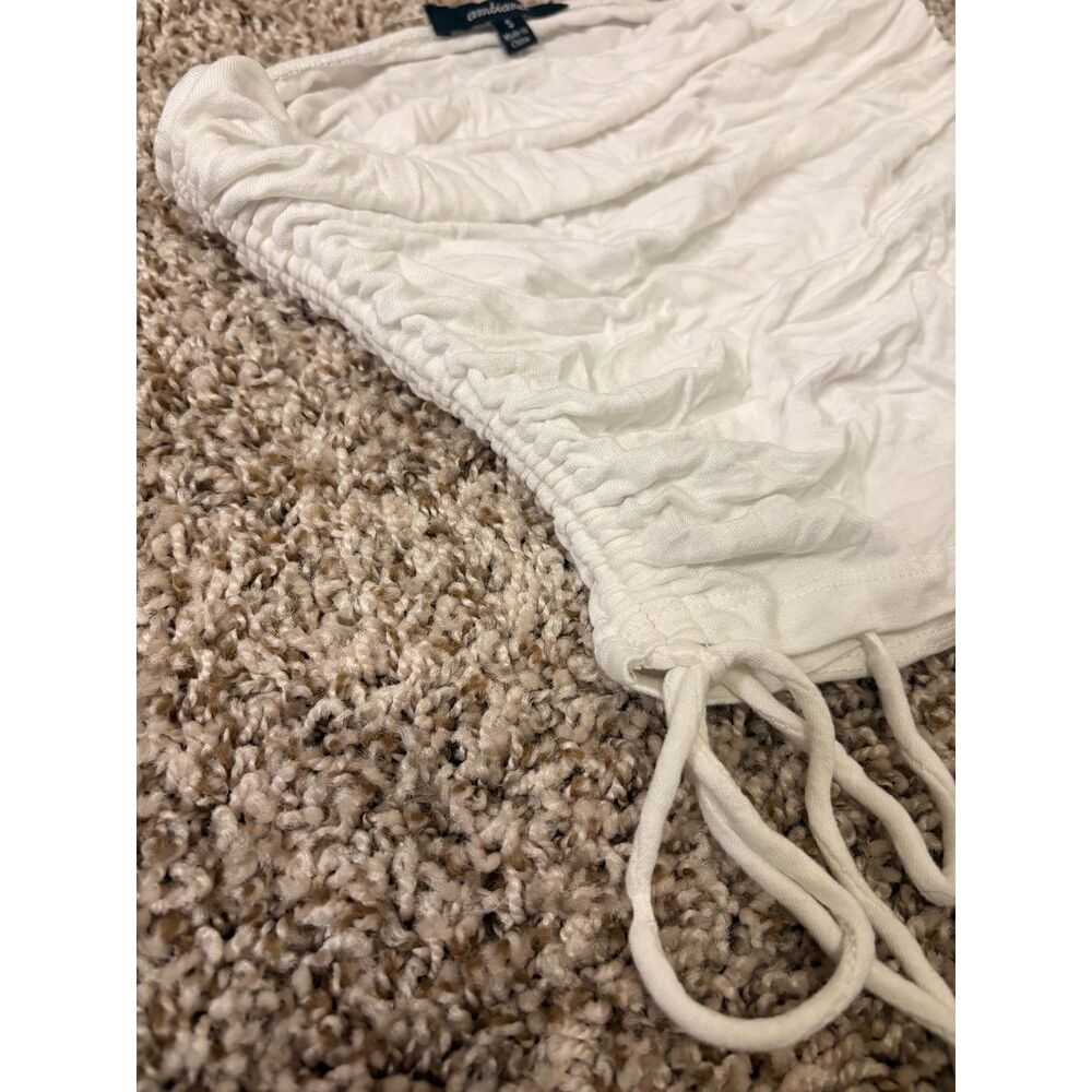 White Ruched Drawstring Tube Top - Picture 2 of 4